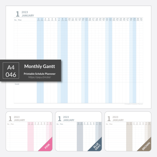 A4_046 Monthly Gantt Chart