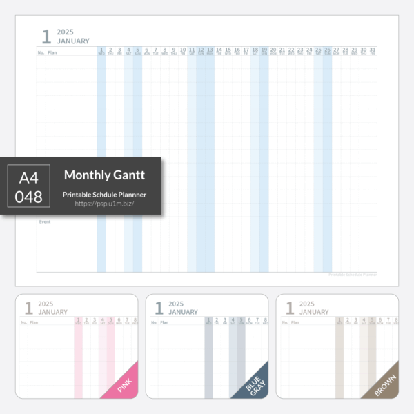 A4_048 Monthly Gantt Chart