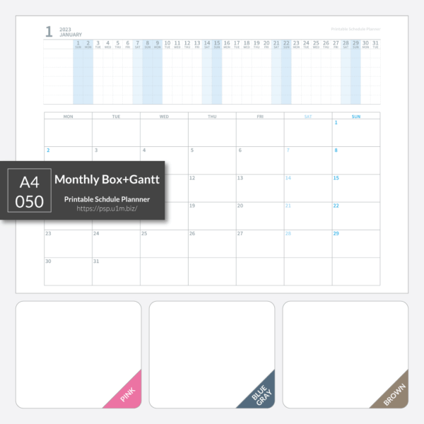 A4_050 Monthly Gantt + Box Planner