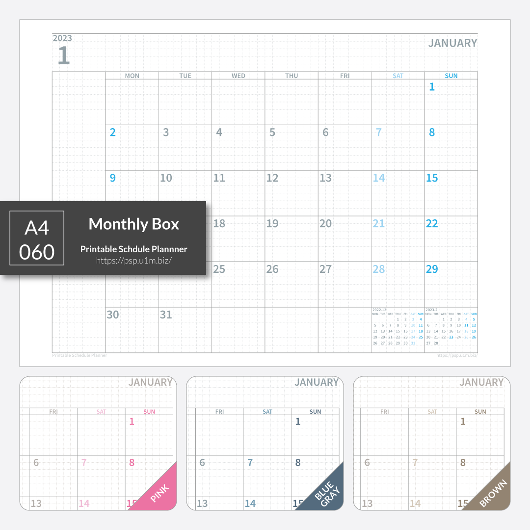 A4_060 Monthly Box Planner
