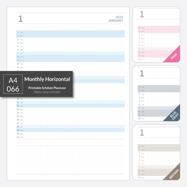 A4_066 Monthly Horizontal Planner
