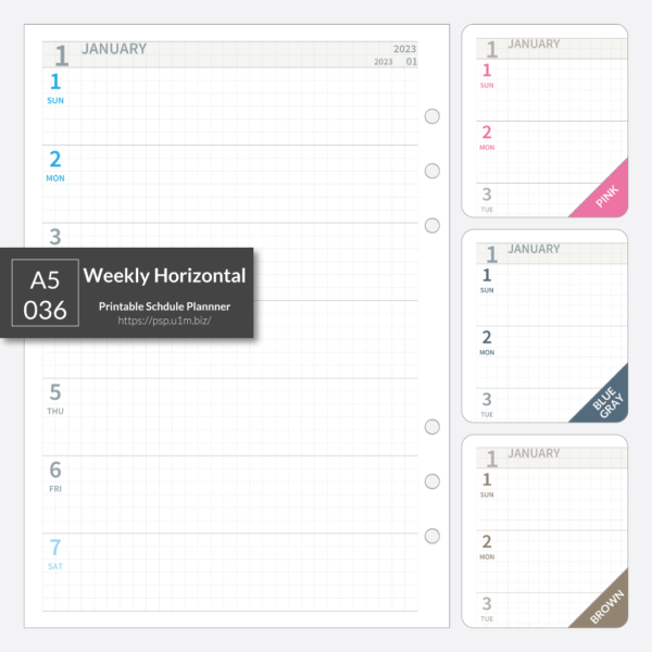 A5_036 Weekly Horizontal Planner