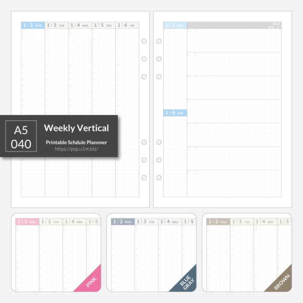 A5_040 Weekly Vertical Planner