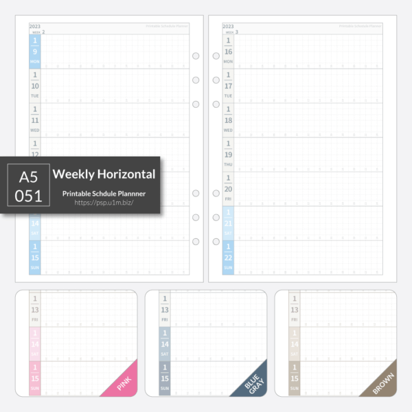 A5_051 Weekly Horizontal Planner