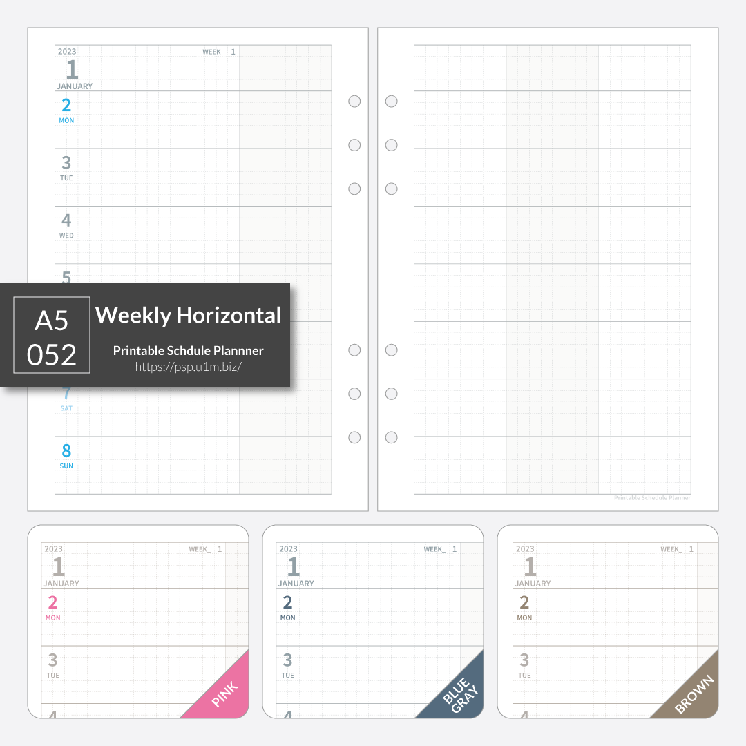 A5_052 Weekly Horizontal Planner