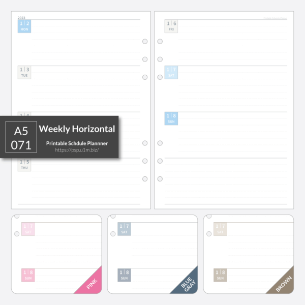 A5_071 Weekly Horizontal Planner