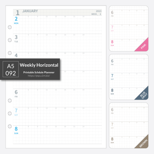 A5_092 Weekly Horizontal Planner