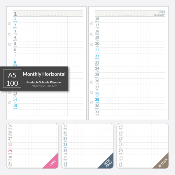 A5_100 Monthly Horizontal Planner