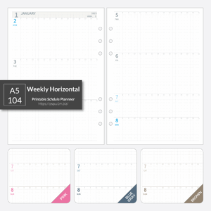 A5_104 Weekly Horizontal Planner