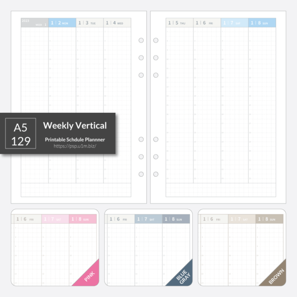 A5_129 Weekly Vertical Planner