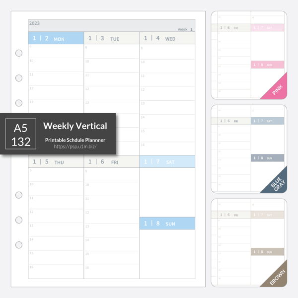 A5_132 Weekly Vertical Planner