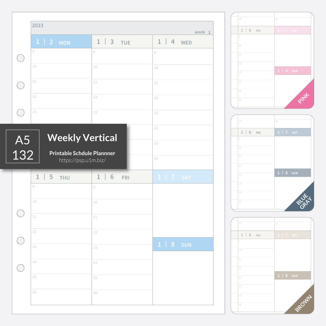 A5_132 Weekly Vertical Planner