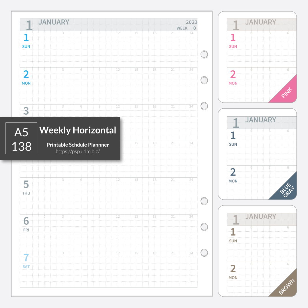 A5_138 Weekly Horizontal Planner