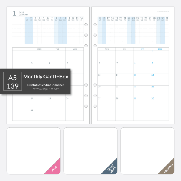 A5_139 Monthly Gantt + Box Planner