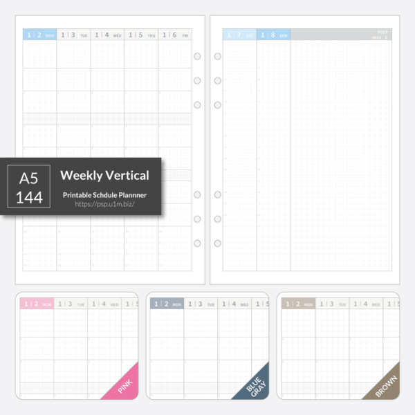 A5_144 Weekly Vertical Planner