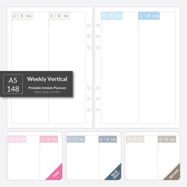 A5_148 Weekly Vertical Planner