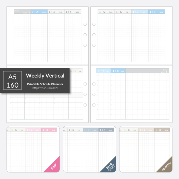 A5_160 Weekly Vertical Planner (Half&Half)