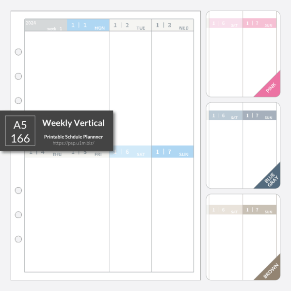 A5_166 Weekly Vertical Planner