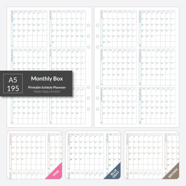 A5_195 Monthly Box Planner