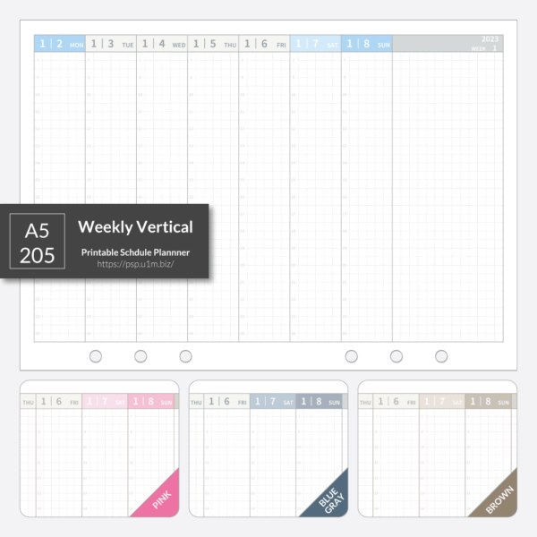 A5_205 Weekly Vertical Planner