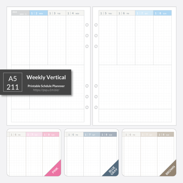 A5_211 Weekly Vertical Planner