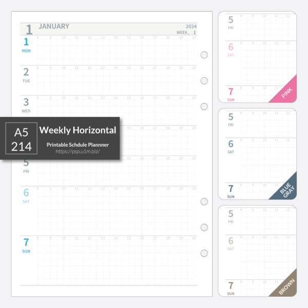 A5_214 Weekly Horizontal Planner