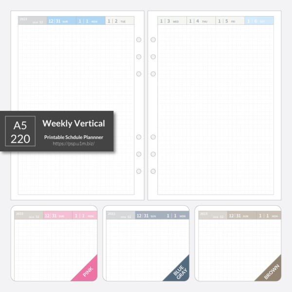 A5_220 Weekly Vertical Planner
