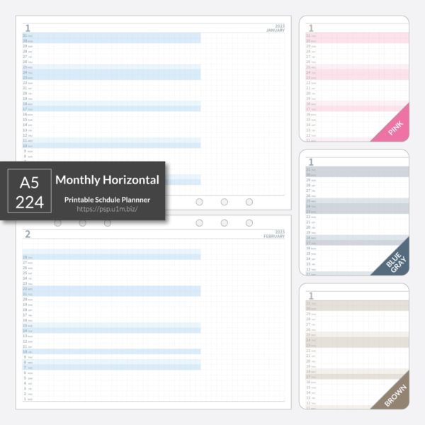 A5_224 Monthly Horizontal Planner