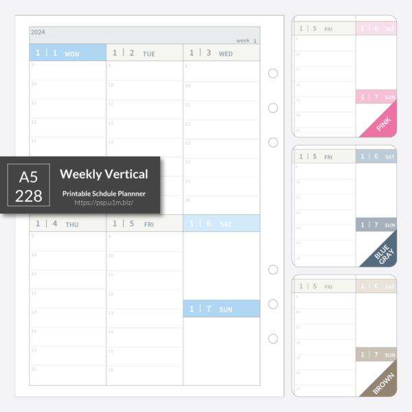A5_228 Weekly Vertical Planner