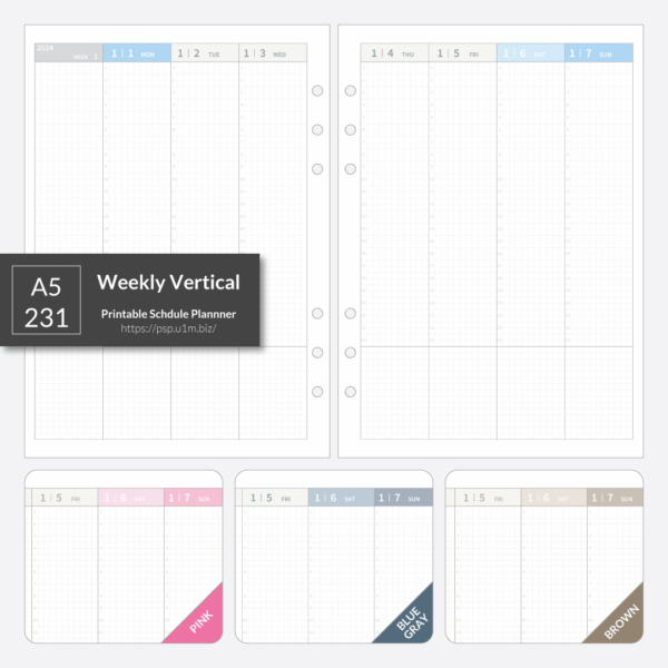 A5_231 Weekly Vertical Planner