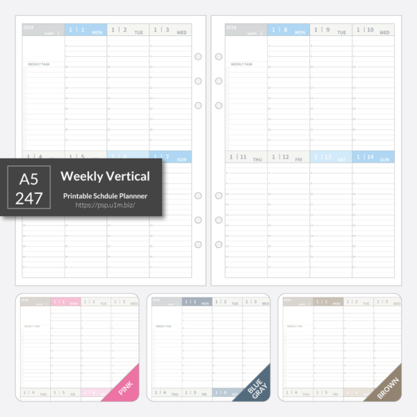 A5_247 Weekly Vertical Planner