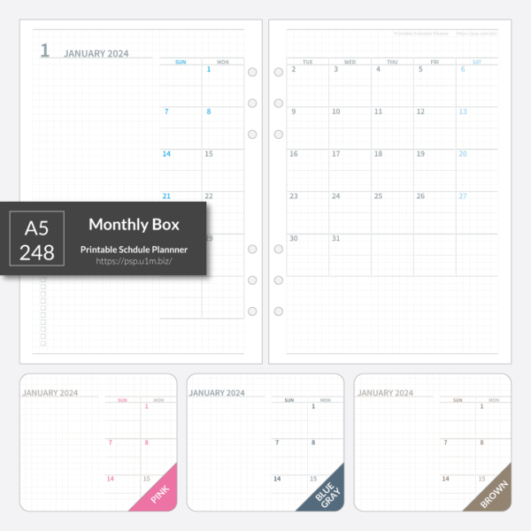 A5_248 Monthly Box Planner