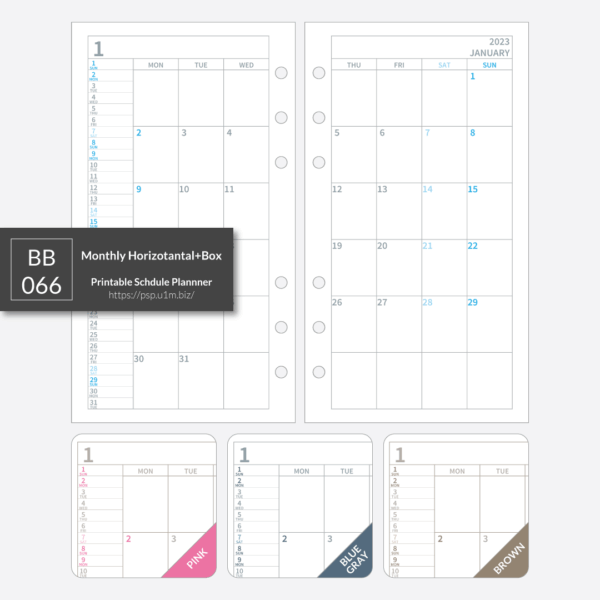 BB_066 Monthly Horizontal + Box Planner