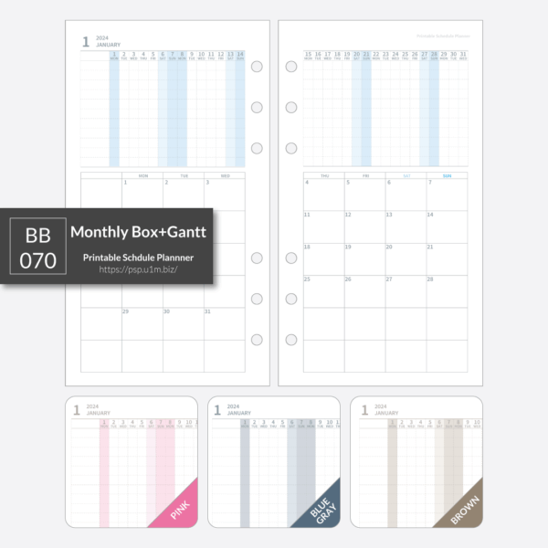 BB_070 Monthly Gantt + Box Planner