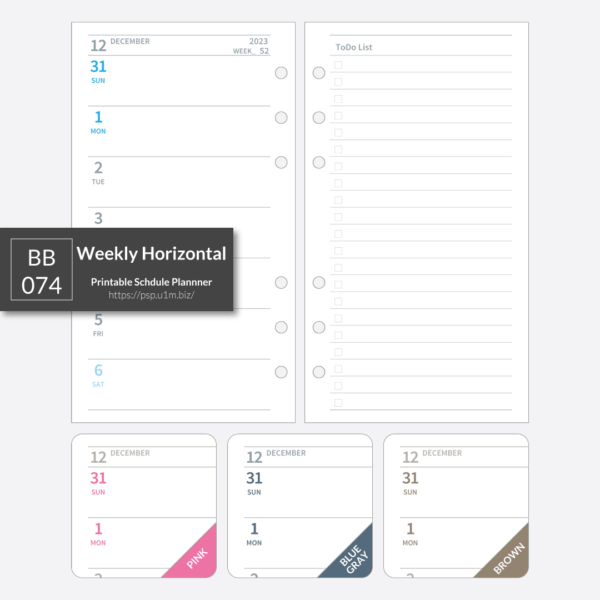 BB_074 Weekly Horizontal Planner