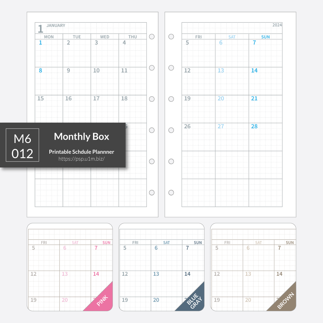 M6_012 Monthly Box Planner