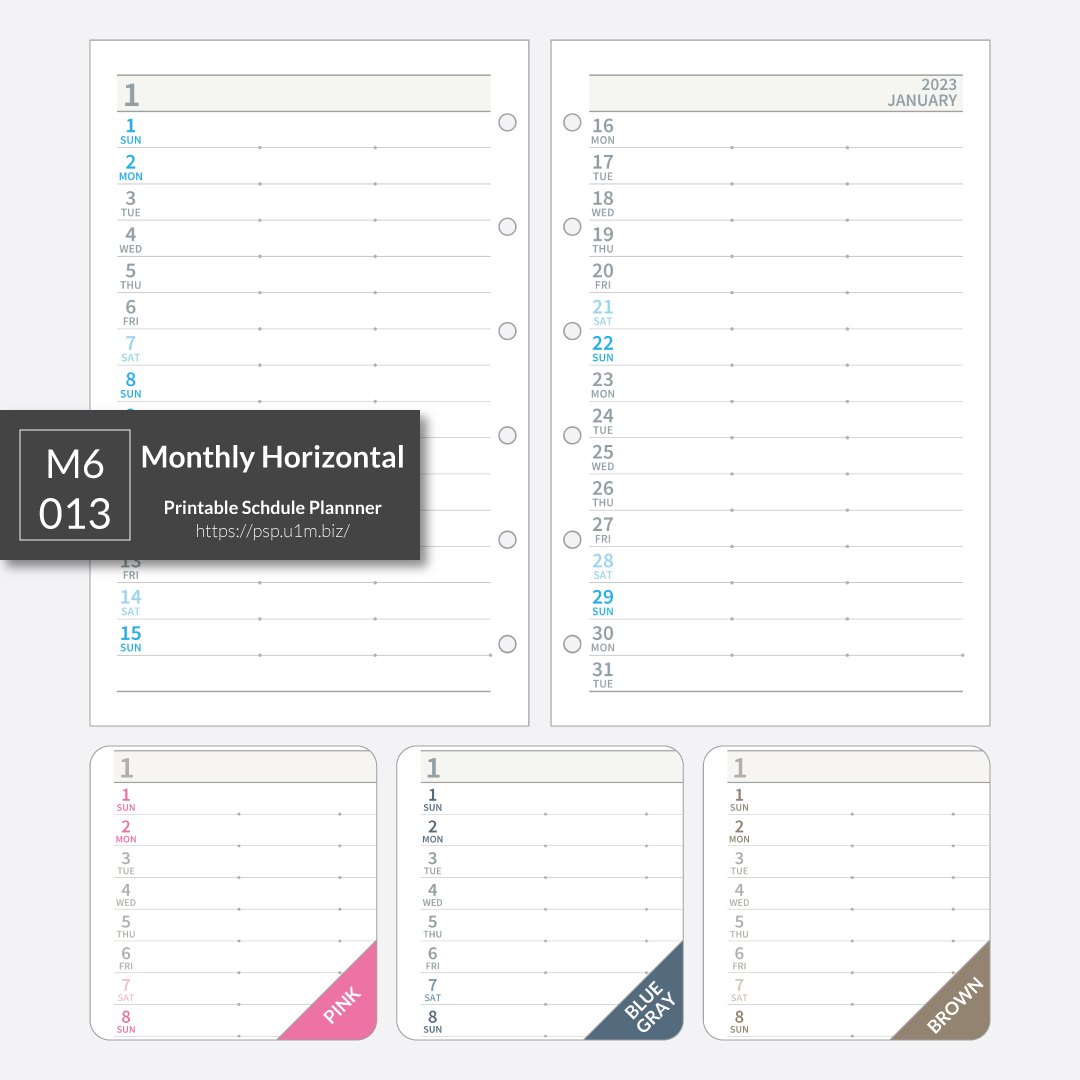 M6_013 Monthly Horizontal Planner