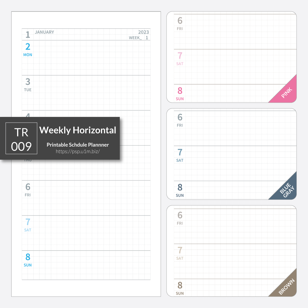 TR_009 Weekly Horizontal Planner