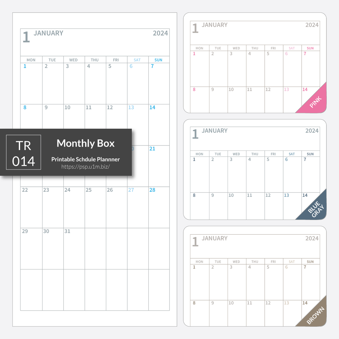 TR_014 Monthly Box Planner