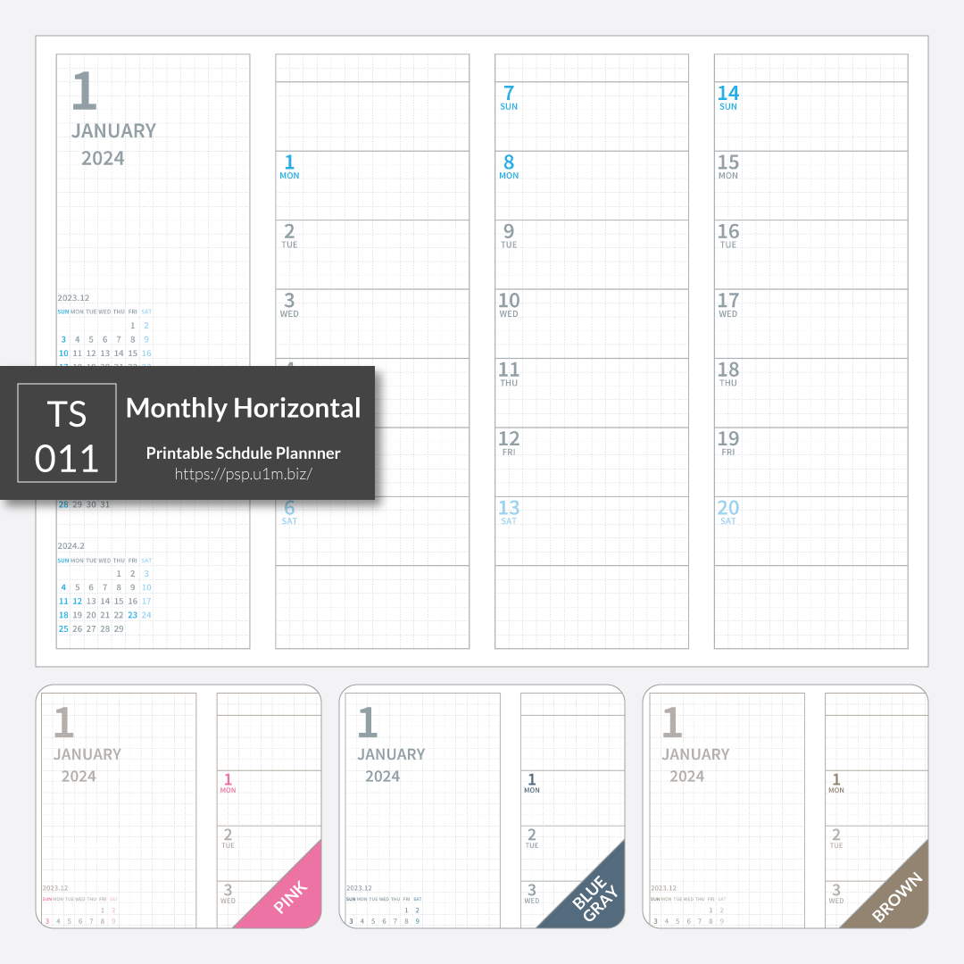 TS_011 Monthly Horizontal Planner